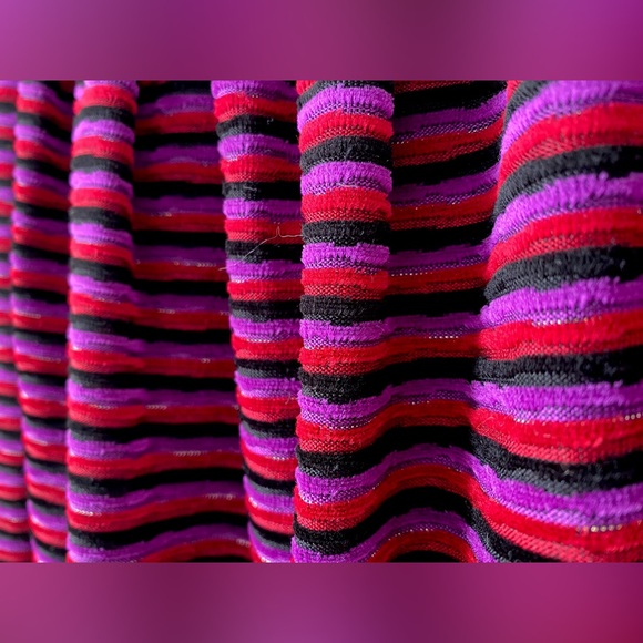 Velvet multicolour and metallic textured stripe skirt - Picture 8 of 9